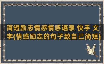 简短励志情感情感语录 快手 文字(情感励志的句子致自己简短)